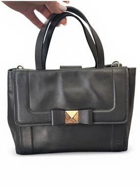 KATE SPADE Bow Terrace Bradshaw Leather Satchel Crossbody Bag In Asphalt